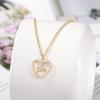 Heart Cutout Initial Pendant with Copper Zircon and Stainless Steel Chain