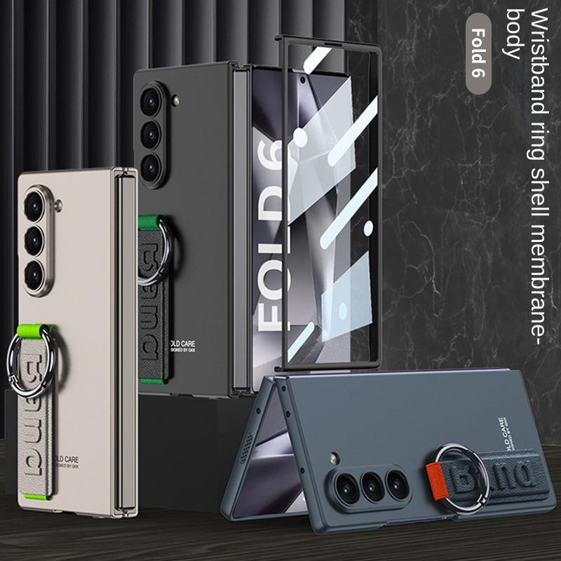 Wrist Strap Ring Holder Phone Case for Samsung Galaxy Z Fold 7 6 Fold6 5G Hard Shell Fall Prevention Shockproof Cover