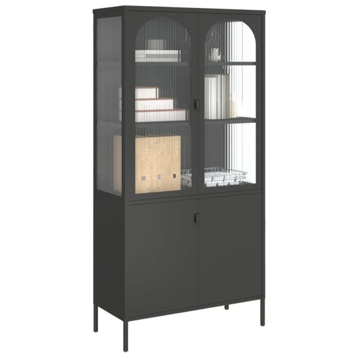 VidaXL Highboard Black 90x40x180 Cm Glass and Steel 353000