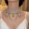 Party Wedding Charm Flower Necklace Water Drop Women's Necklace Tassel Beads Chain  Jewelry Gift