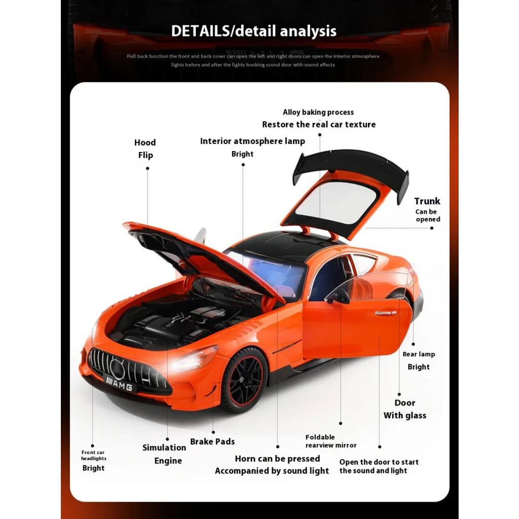 1/18 BENZ AMG крутая спортивная машина, модель из сплава, крутой звук и свет, детализированный салон, воссоздание деталей, изысканное настольное украшение