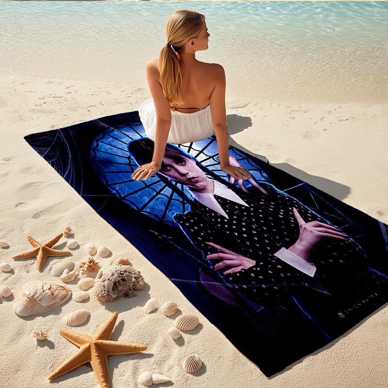 1Pc Gothic Girl Spider Web Beach Towel Quick Dry Multiuse For Beach Pool Gym Yoga Home Travel Christmas Halloween Xmas Gift L1473