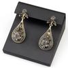 Earring for Women Grey Crystal Antique Gold Color Turkish Vintage Jewelry Bridal Gift