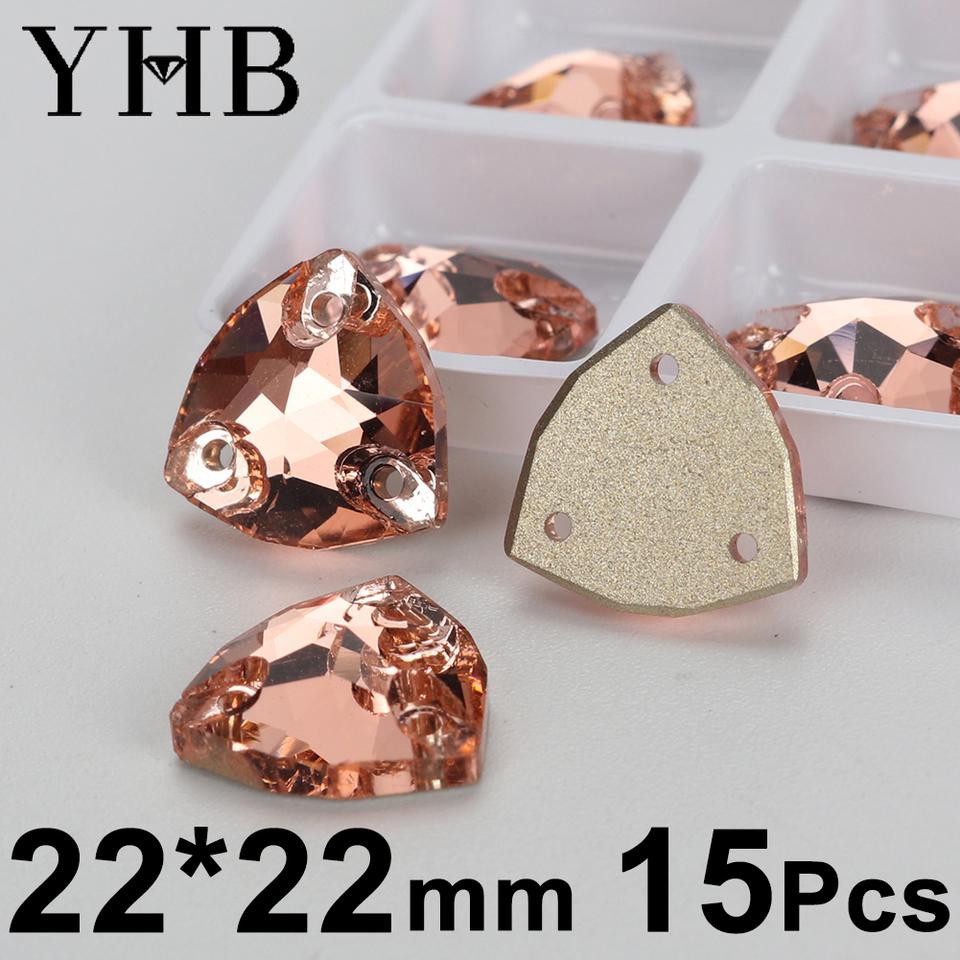 YHB T362 Light Peach Galactic Lemon Drop Glass Crystal AB Sewing Stones Flatback Sew on Rhinestones for Garment Clothes Bags