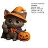 Halloween Cat Figurine Middle Finger Mini Cat Statue Desktop Wizard Hat Cat Ornament for Home Desk Shelf Mantel Party Decoration