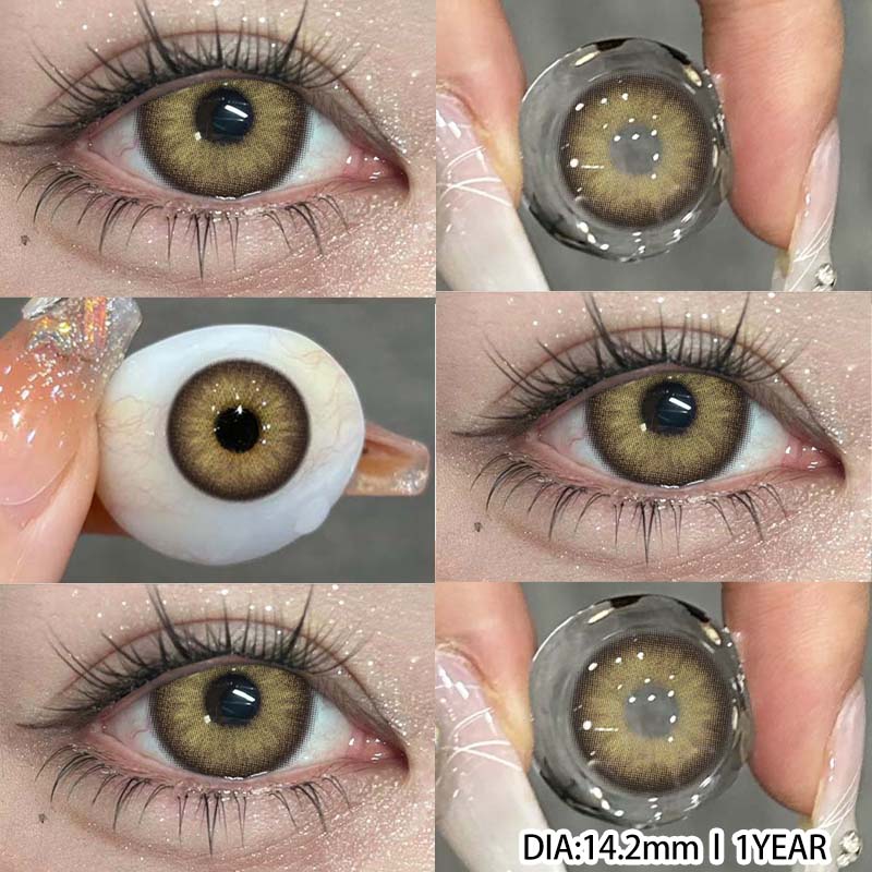 Eyeshare Цветные контактные линзы, светло-голубые линзы для очков, коричневые контактные линзы, коричнево-серые линзы для очков, цветные косметические зеленые линзы, 1 пара