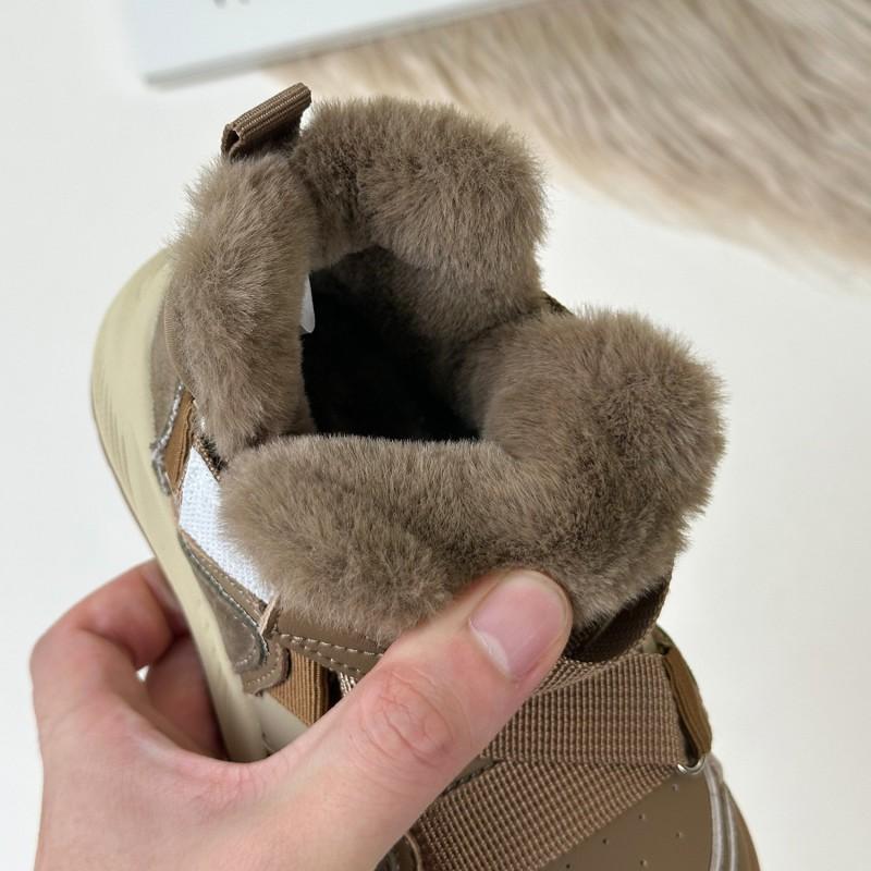 Kids Winter Snow Boots Boys Girls Thick Insulated Cotton Shoes With Adjustable Strap Rubber Sole Non-Slip Outdoor Footwear