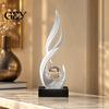 Modern Luxury Home Decor Abstract Decorative Sculpture with Clear Crystal Ball, Flowing Curve Tabletop Statue Artistic Ornament for TV Cabinet Office