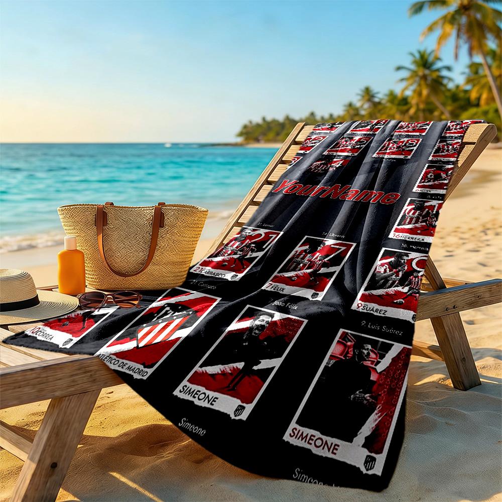 Atletico Madrid Customize Your Name Beach Towel Quick-Dry Soft Microfiber Perfect for Traveling Yoga Camping and Swimming