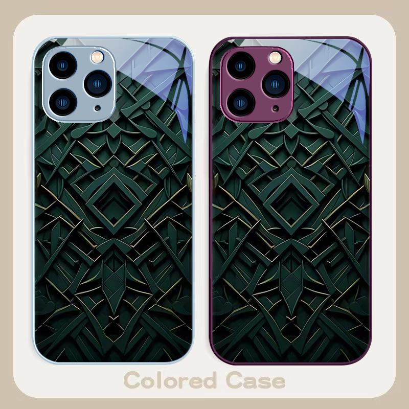 Honeycomb filter bronze purple For Iphone 16 Plus 15 14 13 12 Mini 11 Pro Max X XS XR 7 8 Plus 2022 Tempered Glass Phone Case