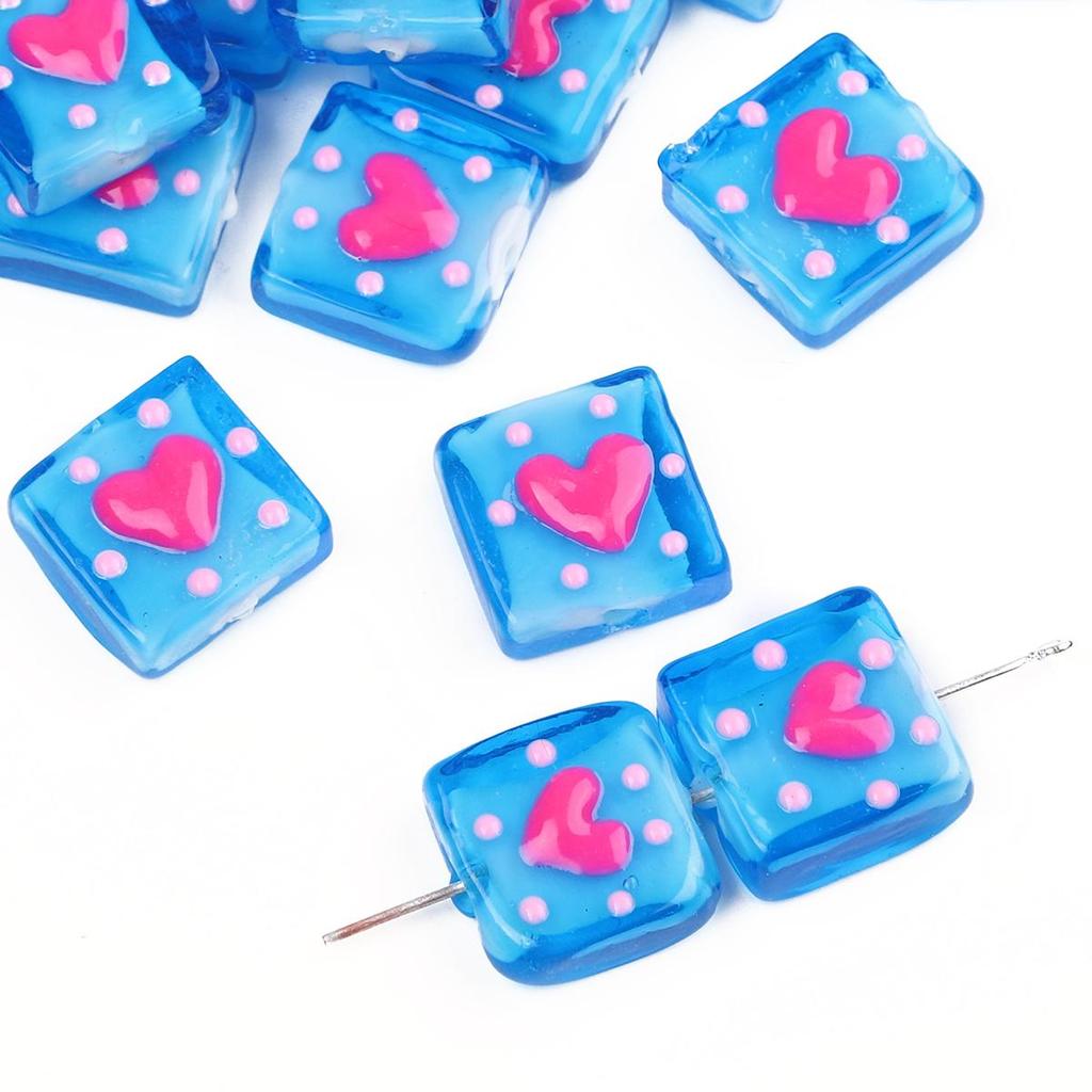 1 шт. ручная роспись цветные стеклянные точки любовь квадратные бусины для DIY ожерелье браслет серьги изготовление ювелирных изделий аксессуары для рукоделия