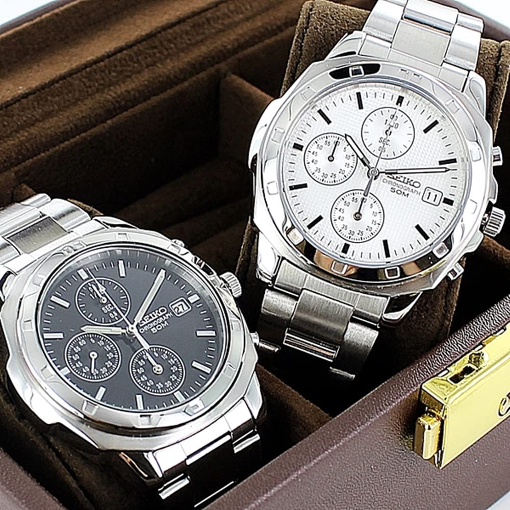 Парный набор часов с футляром snd191psnd187p [Часы Seiko] Коробка, Мужские/Женские/Унисекс, Водонепроницаемые, Черный/Белый,