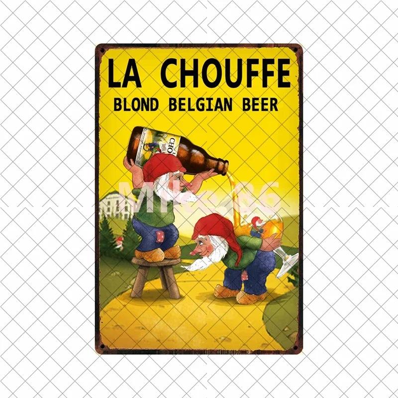 Майк Бельгийское пиво La Mc Вишневое Chouffe Bok Soleil Металлическая жестяная табличка Настенный плакат Железная живопись Декор паба S СМ