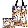 Cute Cat Print Handbag Kitten Pattern Tote Bags And Makeup Bag Combination For Daily Use Shopping And Travel Portable Pouch