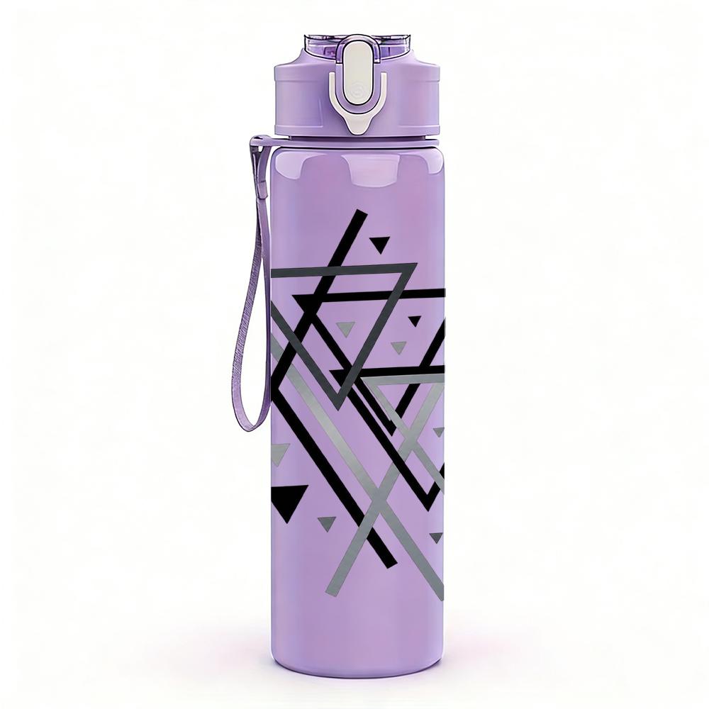 1PC Intersecting Triangle Geometric Shape 750ml Color Plastic Water Bottle Leakproof Flip Straw Lid For Sports Office Home Use