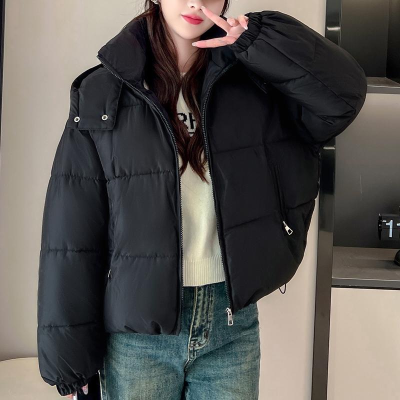 Зимние куртки женские 2024 модные толстые теплые короткие парки большого размера с капюшоном