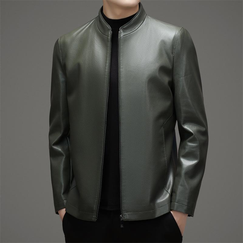 Весенне-осенняя новая кожаная куртка для папы, мужская повседневная бархатная утолщенная куртка из натуральной овчины