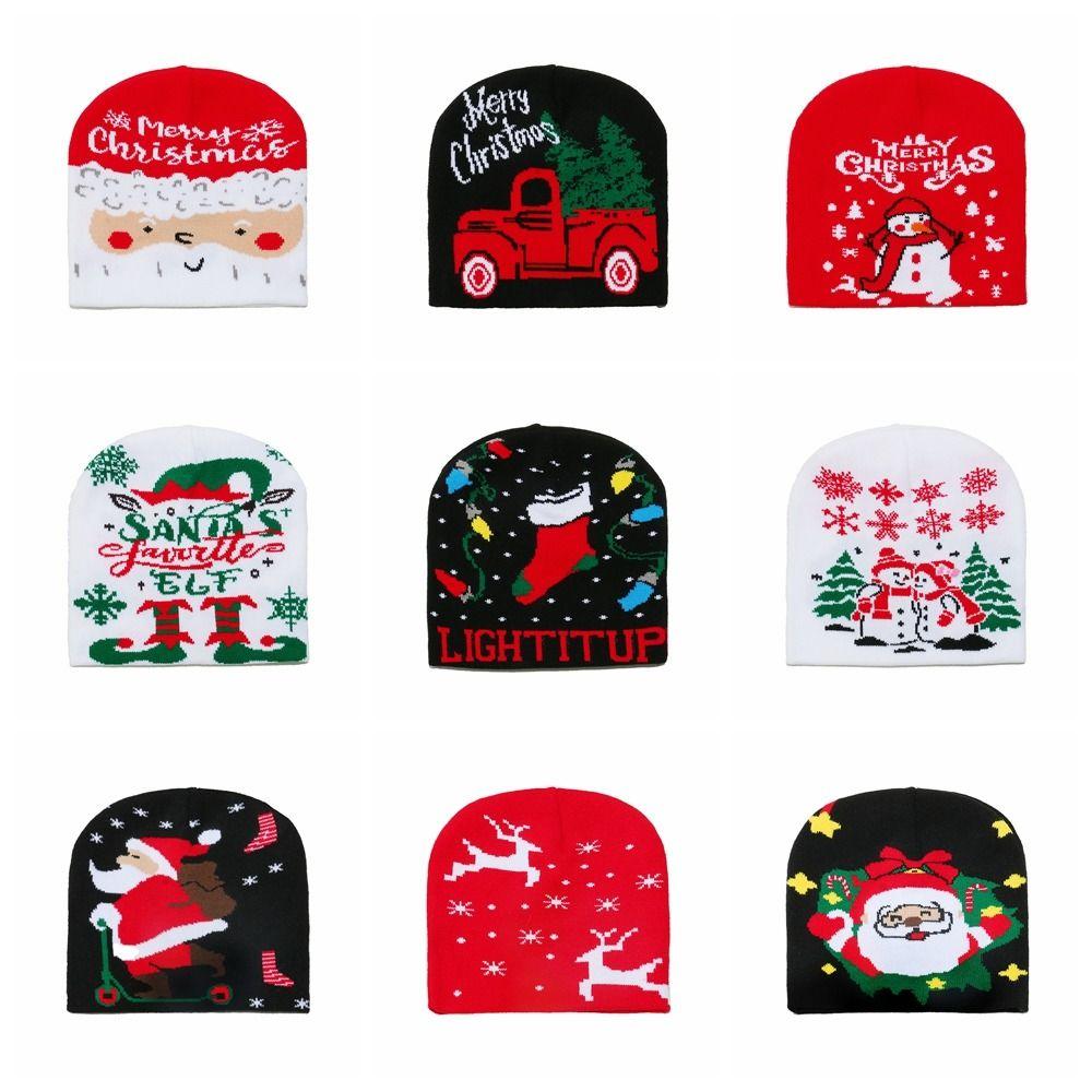 Personality Reindeer Christmas Hat Snowman Bow Pullover Cap New Year Dress Up Cartoon Santa Claus Beanie Hat Male