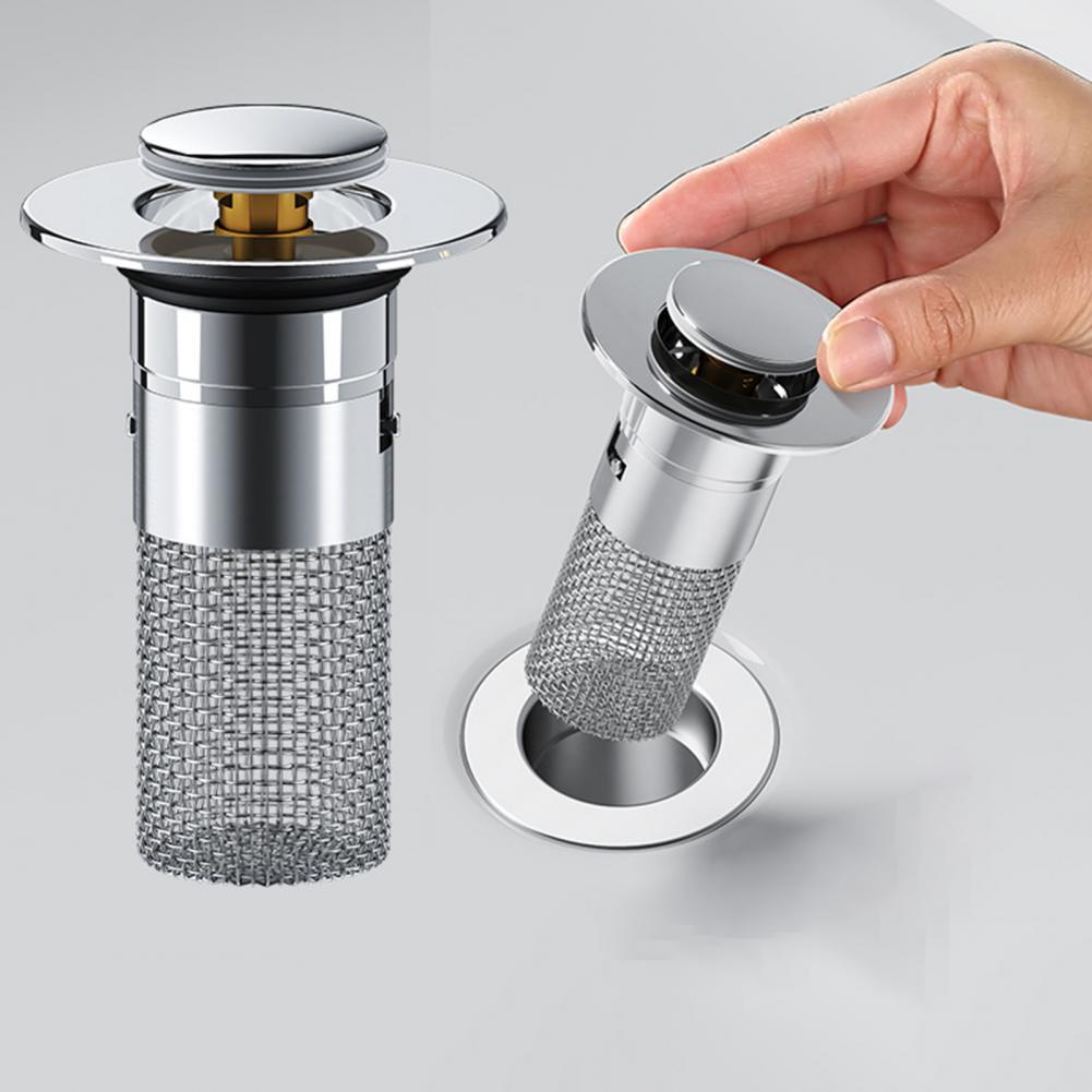 Easy Sink Drain Filter Pop-up Bathroom Sink Drain Filter Stainless Steel Bathroom Sink Drain Filter Floor for Multifunctional