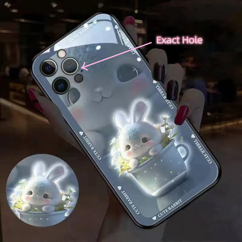 LED Phone Case – Auto Flashing for Calls & Music, Tempered Glass Protection