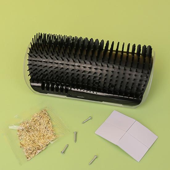 Cat Corner Scratcher Self-Grooming Massage Comb with Catnip Easy To Install Wall Corner Massage Comb Scratcher Grooming Brush Tool