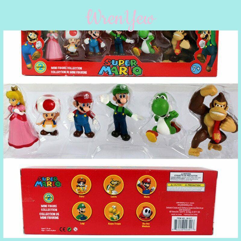 Коллекция фигурок Super Mario Bros, включая Луиджи, Йоши и грибы, Декорации-игрушки для детей