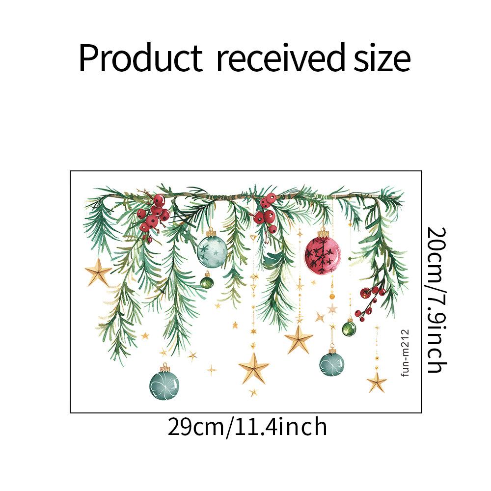 1 шт. Праздничная наклейка на крышку унитаза на Рождество с сосновой гирляндой, ягодами и елочными шарами, самоклеящаяся рождественская декоративная наклейка