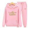 Мужские комплекты Толстовка с принтом «Я его королева» Спортивный костюм Комплект из 2 предметов Толстовки унисекс Флисовая толстовка + брюки Костюм Толстовка Спортивная одежда