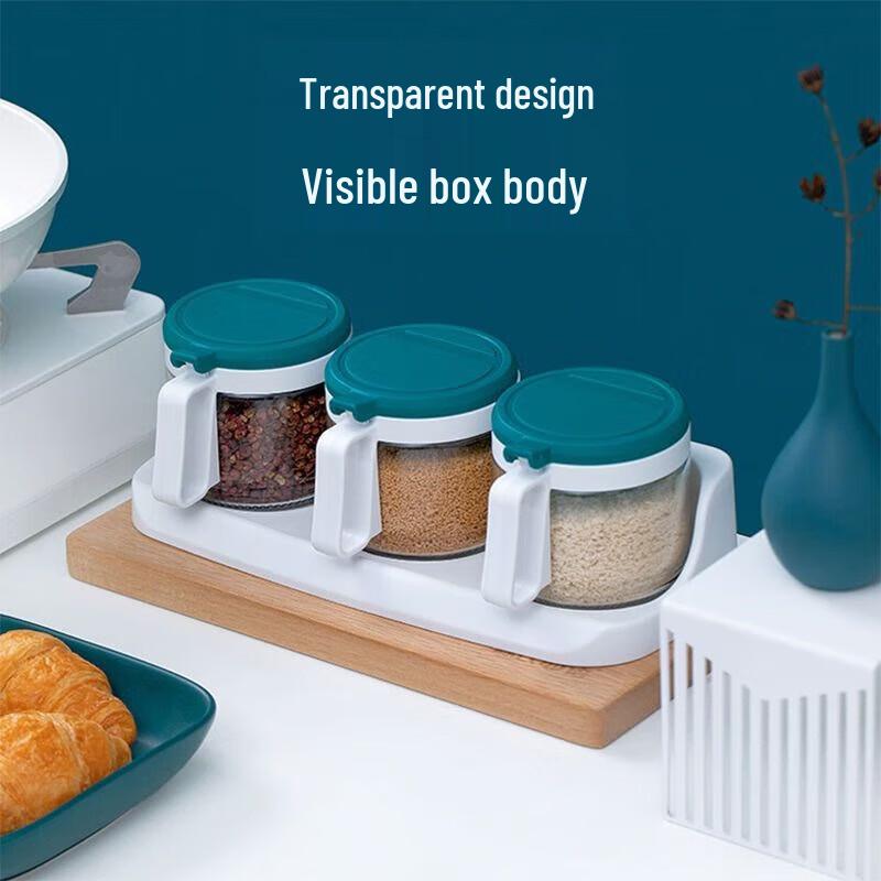 Camellia 3-Piece Round Glass Seasoning Bottle Set