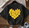 Women's Casual Short Sleeve Crew Neck T-Shirt Cute Yellow Duck Heart Print Breathable Summer Casual Comfortable Woman Clothing