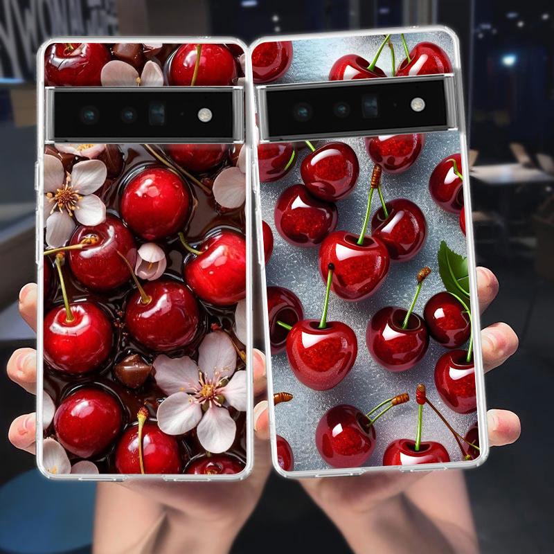 Для Google Pixel 10 Pro Прозрачный чехол для телефона Pixel 9 Pro XL Pixel 8 Pro 9A 8A 7A 7 6A 6 Pro Мягкая TPU накладка Красная вишня