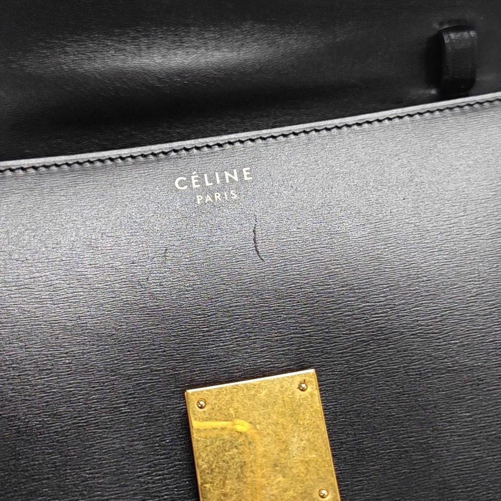[Pre-Owned] Classic Box Polished Gold Buckle Leather Tofu Bag Shoulder Bag Crossbody Bag Medium - Good #1RJYFKA
