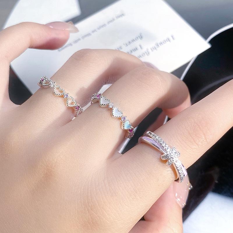 Diamond Love Enamel Dripping Oil Niche Unique Ring Mori Cold Wind Advanced Simplicity Ring