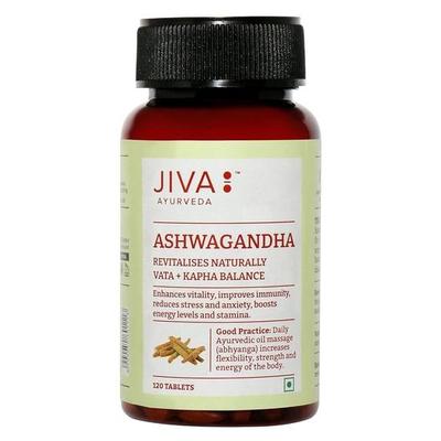 Таблетки Jiva Ashwagandha | 100% аюрведическая формула для иммунитета и уровня энергии | Полезно для Капха и Вата дош - 120 таблеток (Пакет из 1)