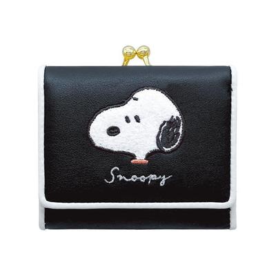 Трехскладной кошелек Snoopy с нашивкой, Черный