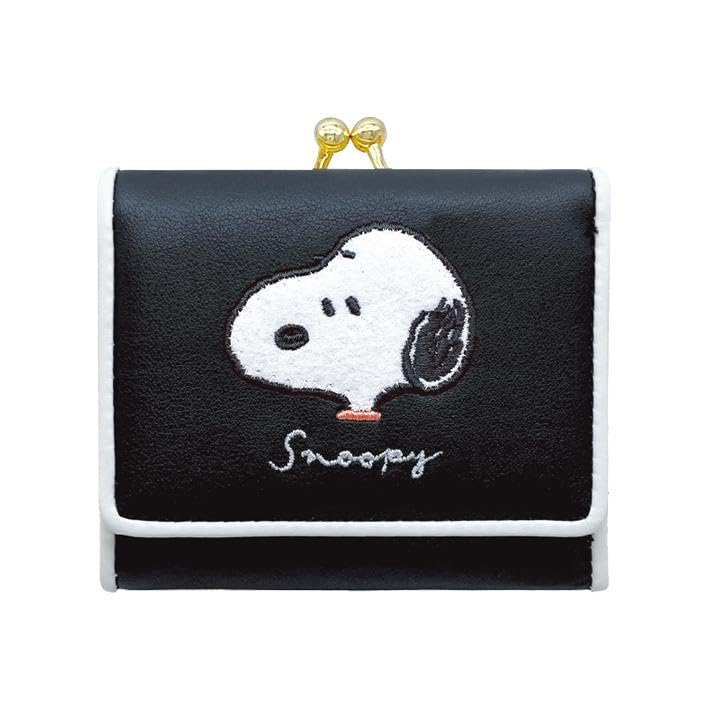 Трехскладной кошелек Snoopy с нашивкой, Черный