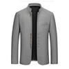 Autumn Winter Wool Coats Men Stand Collar Fashion Slim Fit Woolen Outerwear Solid Color Business Casual Coat
