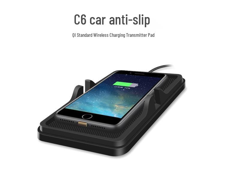 C6 Wireless Charging Anti-Slip Phone Holder for Apple, Samsung, Huawei, Xiaomi - QI Compatible.