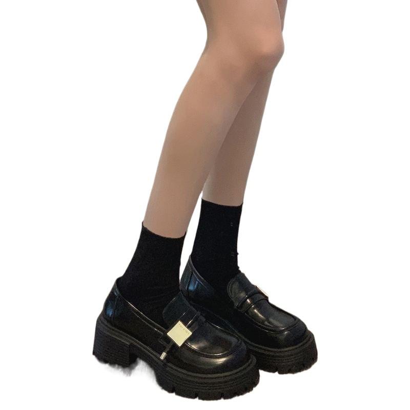 Модная платформа Британский стиль маленькие кожаные туфли 2025 новые весна и осень туфли-лодочки на одной педали универсальные лоферы туфли Мэри Джейн