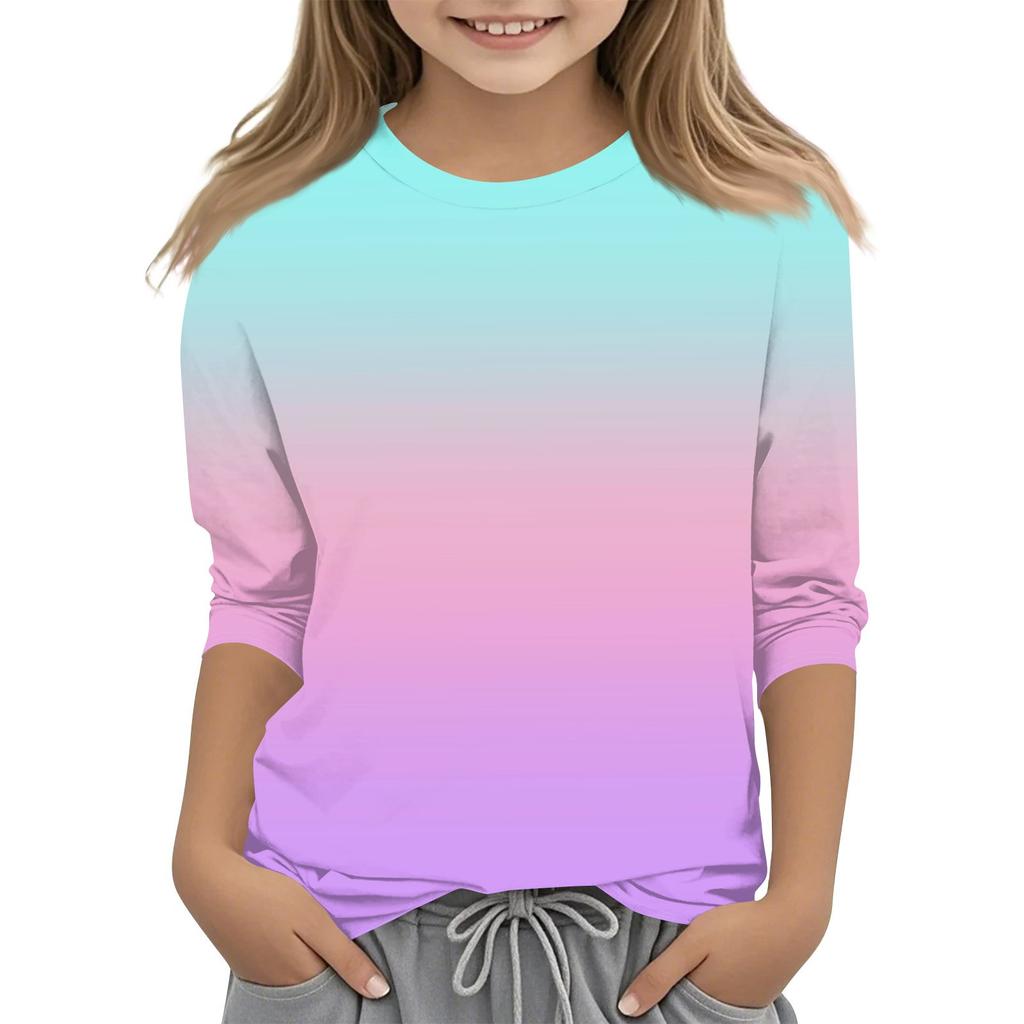 Детская футболка с круглым вырезом и принтом, рукава 3/4, повседневная футболка