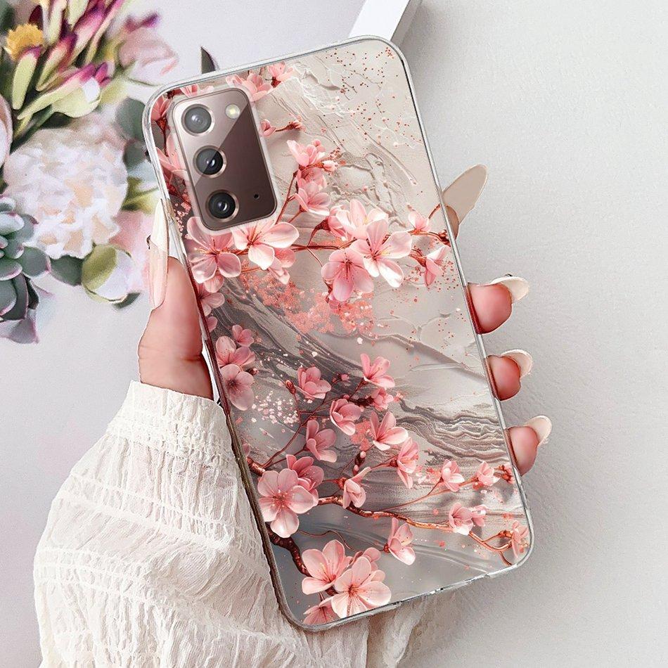 For Samsung Galaxy Note 20 Ultra Note20 Elegant Floral Butterfly Phone Case For Samsung Note 20 20Ultra Soft Silicone TPU Cases