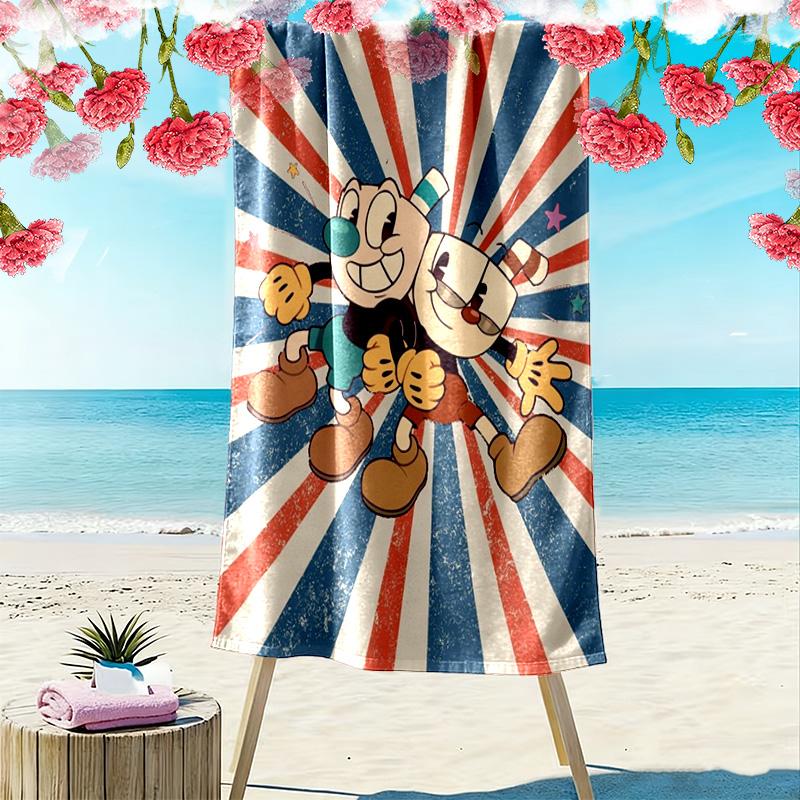 Cuphead 2D Flat Print Beach Towel, Large Soft Quick Dry Towel for Beach Camping SwimmingSSTJ0917358