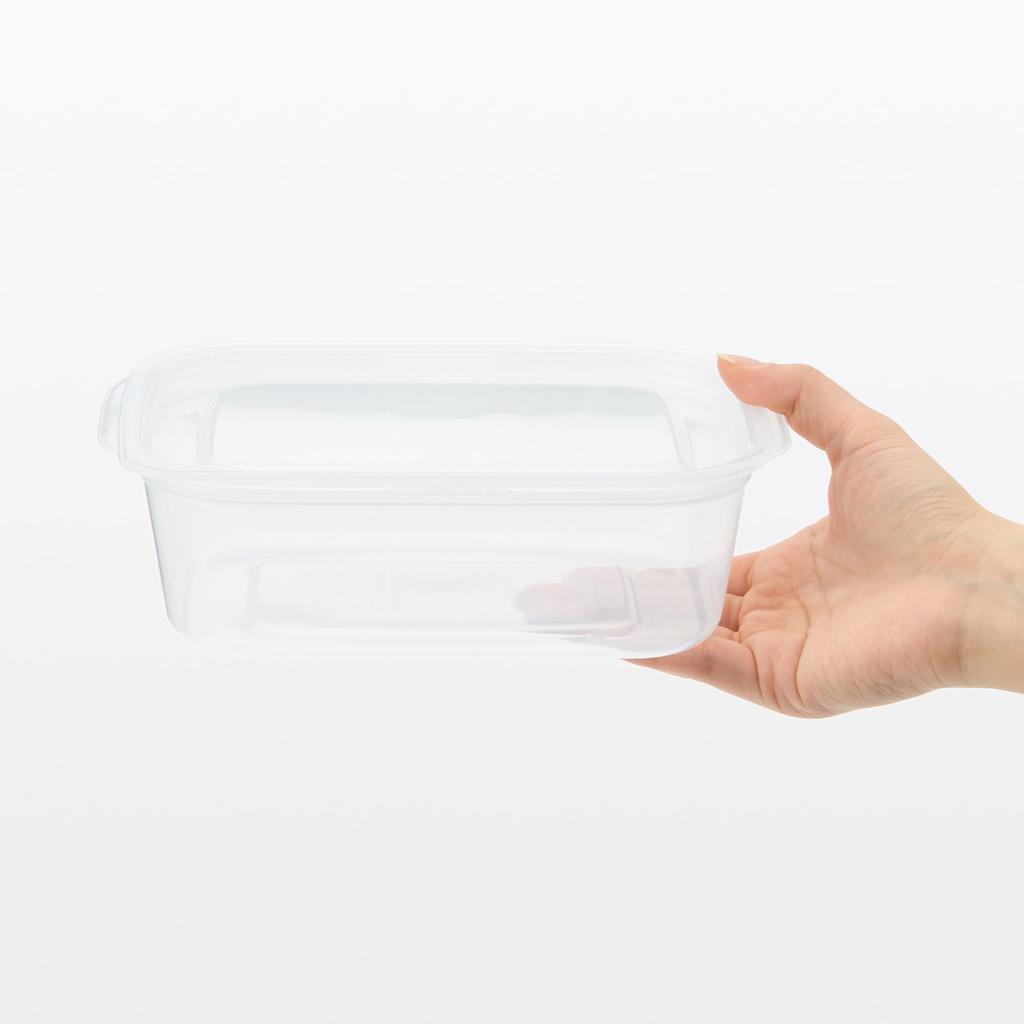 MUJI Контейнер для пищевых продуктов с крышкой MDC97A3S, Полупрозрачный, Прямоугольный, 850 мл, 2 шт. (Микроволновая печь включена)