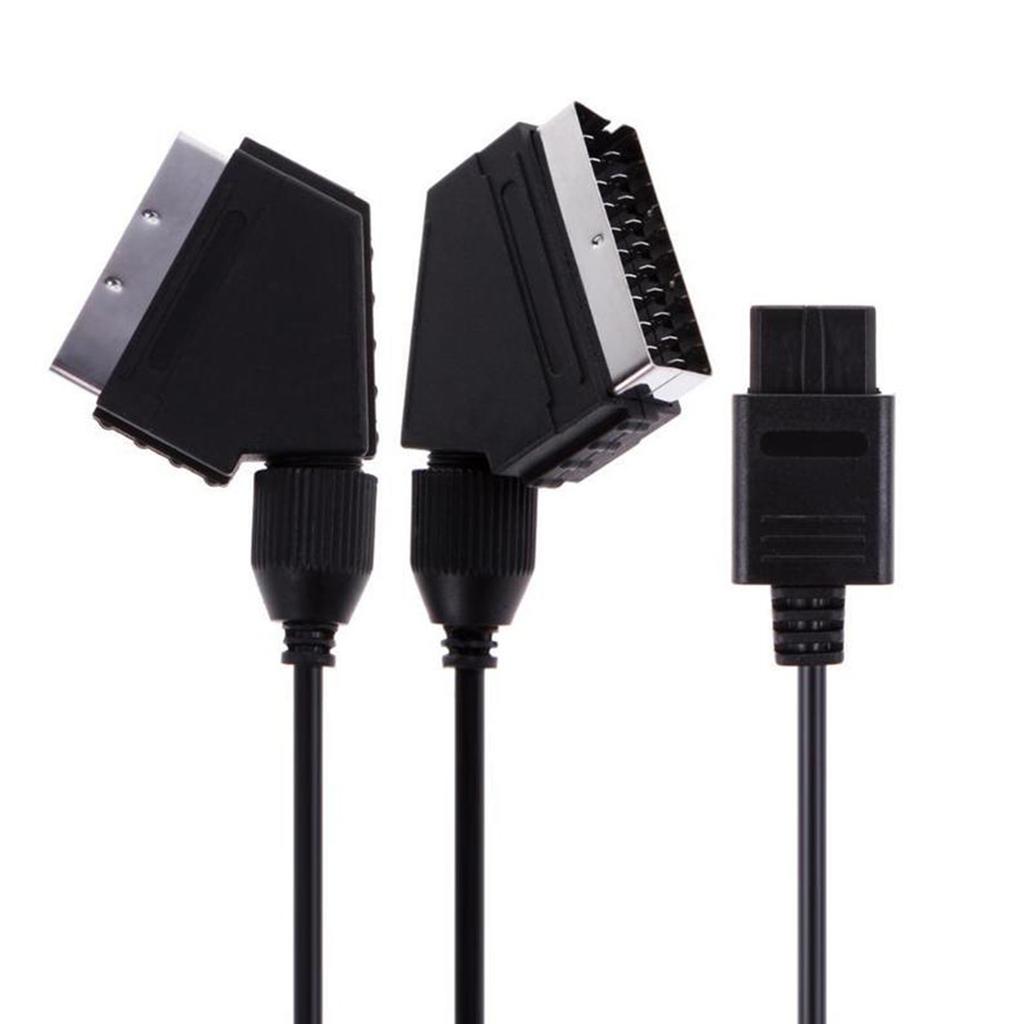 SCART AV Connector Cable Lead Cord Wire Fit for N64 SNES SFC GC Retro- Gamepad 1.8m 6Ft AV Cord Black Gaming Accessories