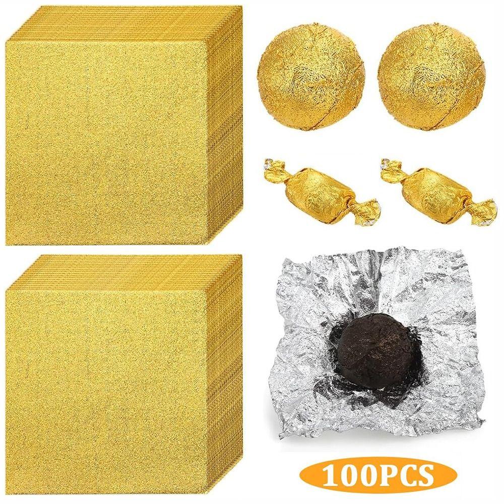 Square Aluminum Foil Paper Gilded Candy Wrapping Paper Foil Candy Wrappers Wedding Party Supplies