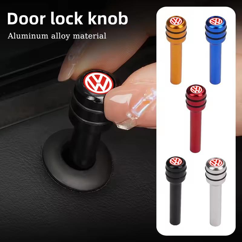 ear1 Aluminum Car Door Lock Knob Pull Pin Safety Covers for Volkswagen VW GOLF JETTA PASSAT Polo TOUAREG T-ROC Beetle BORA CC