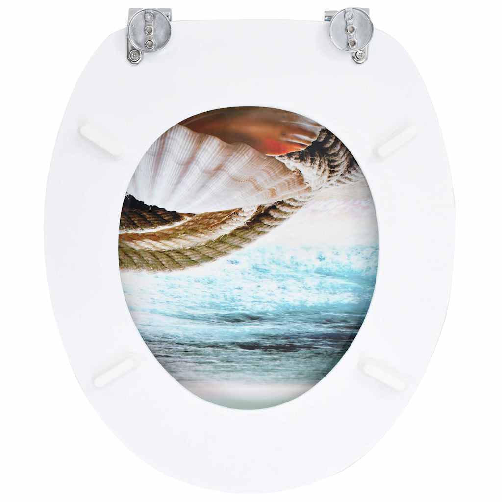 Toilet Seats (2 pcs) with Lid MDF Seashell Design