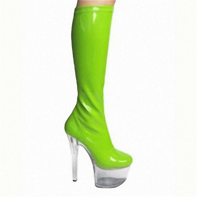 Осень 24 года, самопроверка, высокий цилиндр, круглый каблук, супер высокий каблук, клееная подошва, модные ботинки, черные, 15 см, водонепроницаемые, стол