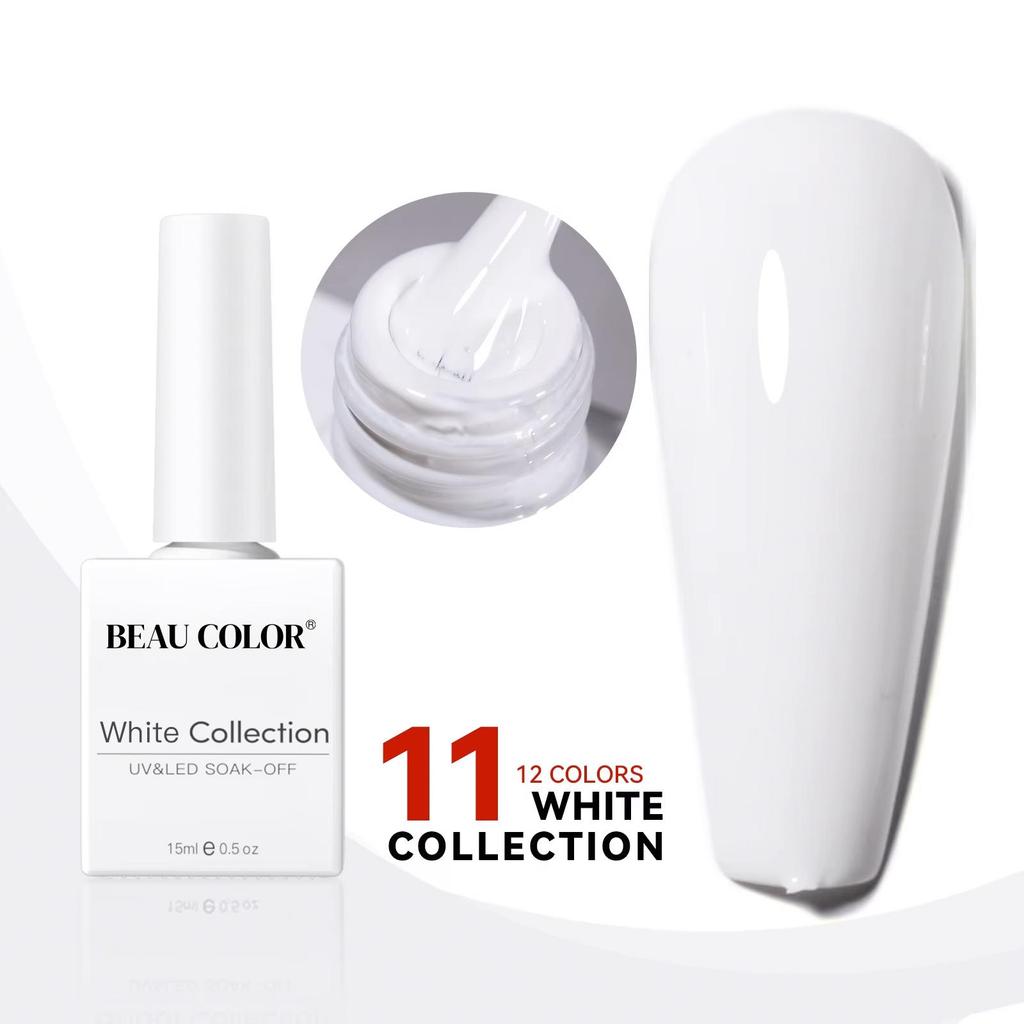 BEAU COLOR 15 мл 12 цветов Молочно-белая коллекция УФ/LED гель-лак для ногтей Гель-лак для ногтей Soak Off Varnish для домашнего маникюра и маникюрного салона