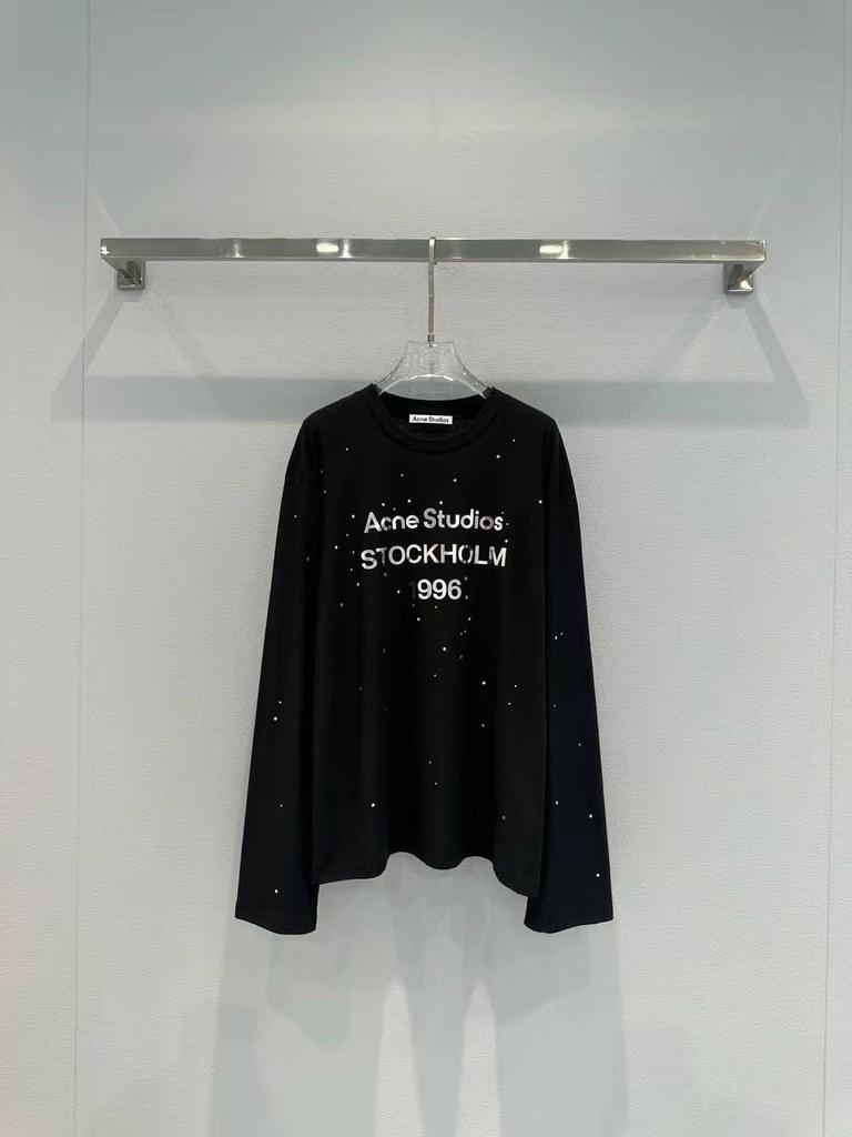 Женская футболка с длинным рукавом 1996 года с зеркальным принтом и стразами